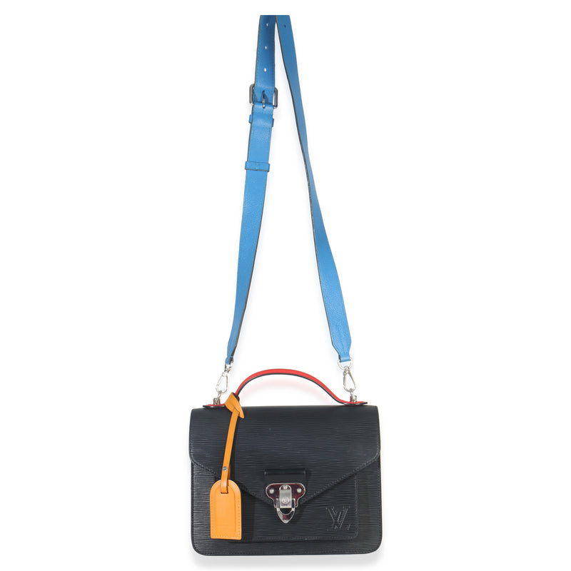 Louis Vuitton Black Red Blue Epi Neo Monceau Bag Black; Multicolor Leather Handbag
