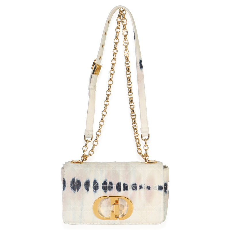 Christian Dior Multicolor Tie Dye Denim Cannage Small Caro Chain Bag Multicolor; Neutral Handbag
