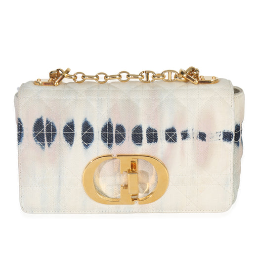 Christian Dior Multicolor Tie Dye Denim Cannage Small Caro Chain Bag Multicolor; Neutral Handbag