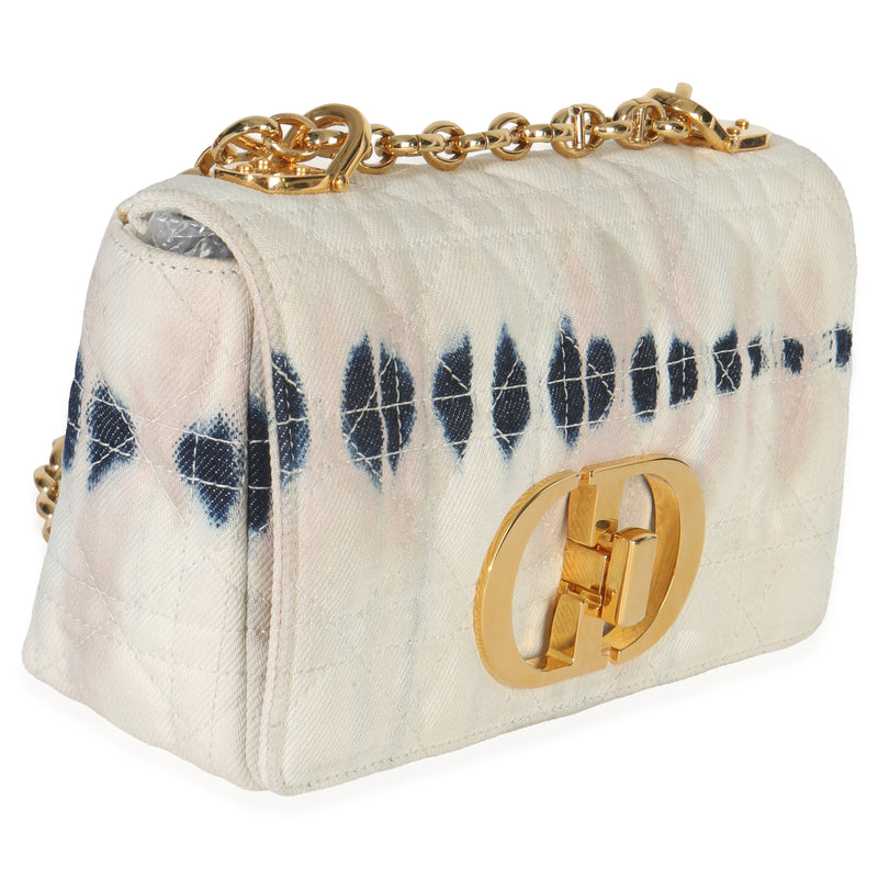 Christian Dior Multicolor Tie Dye Denim Cannage Small Caro Chain Bag Multicolor; Neutral Handbag