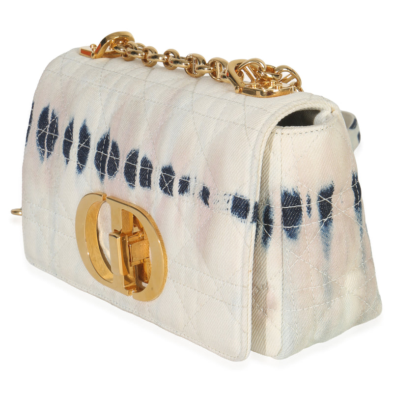 Christian Dior Multicolor Tie Dye Denim Cannage Small Caro Chain Bag Multicolor; Neutral Handbag
