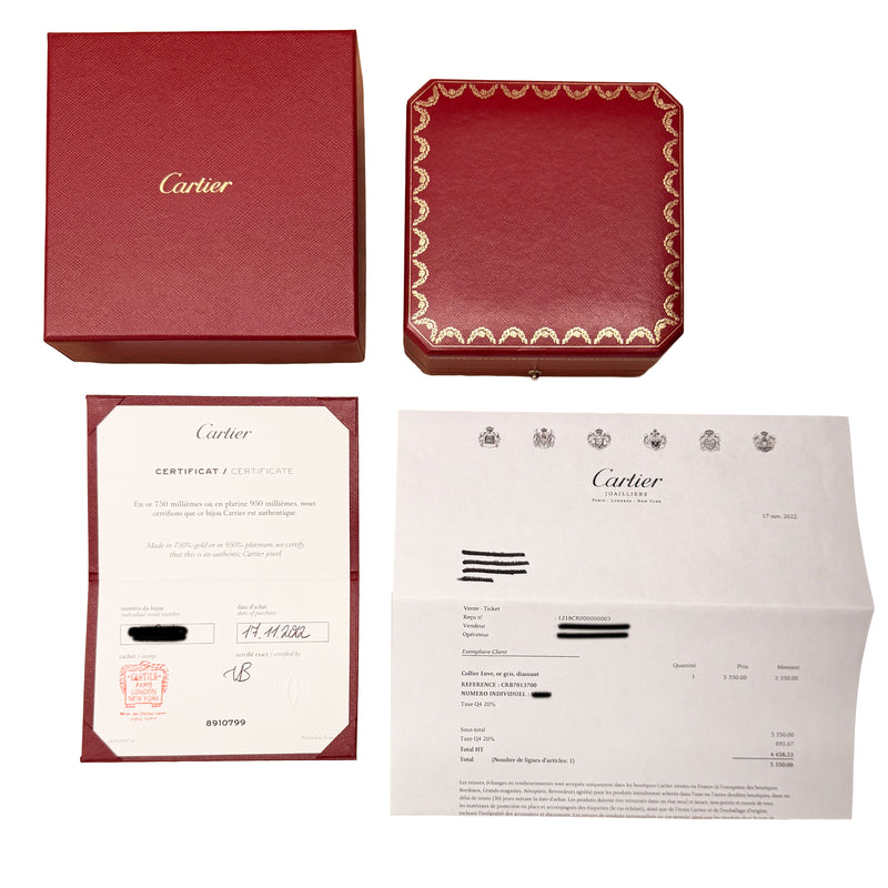 Cartier White Gold Diamond Love Necklace 18k