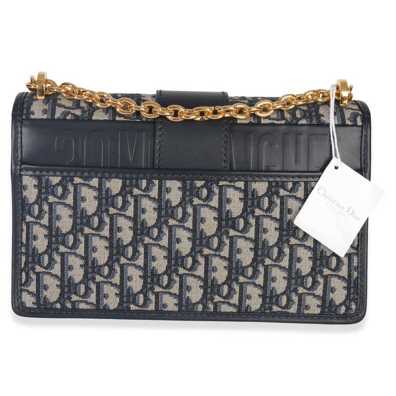 Christian Dior Blue Oblique 30 Montaigne Chain Bag Canvas Handbag