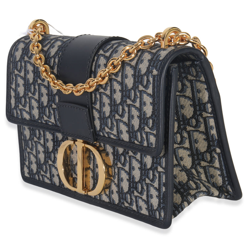 Christian Dior Blue Oblique 30 Montaigne Chain Bag Canvas Handbag