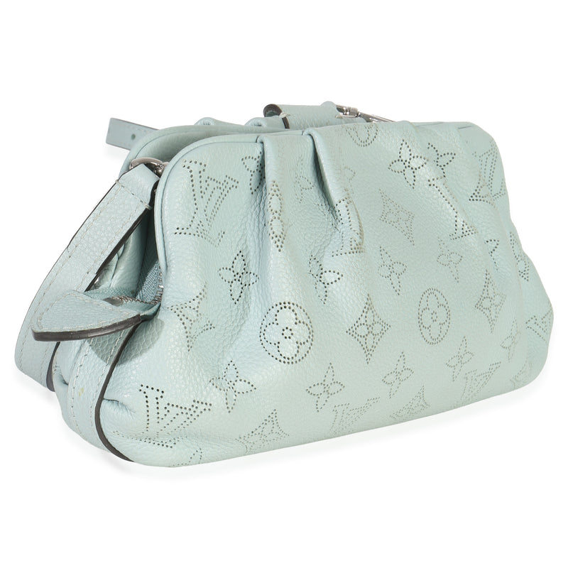 Louis Vuitton Vert Lagon Monogram Mahina Scala Mini Pouch Blue Leather Handbag