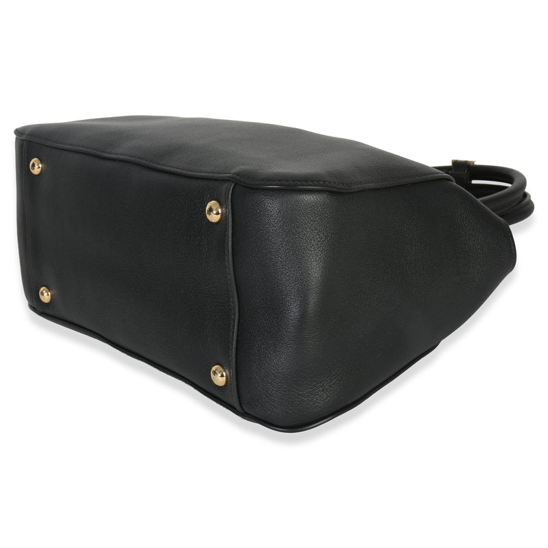 Prada Black Soft Grain Calfskin Medium Tote Leather Handbag