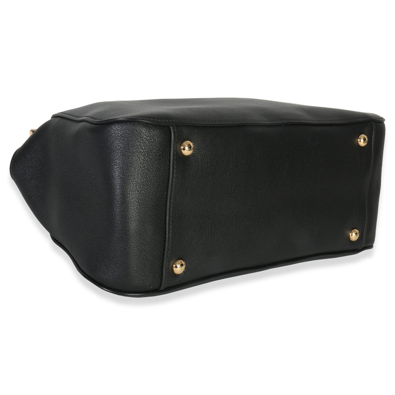 Prada Black Soft Grain Calfskin Medium Tote Leather Handbag