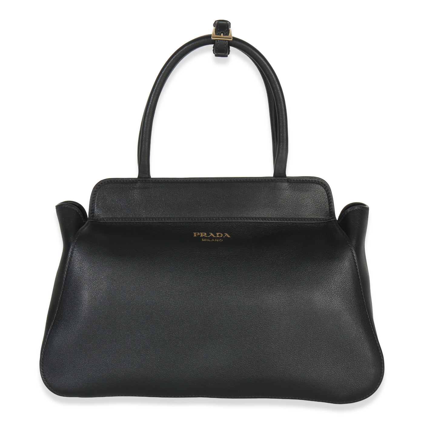 Prada Black Soft Grain Calfskin Medium Tote Leather Handbag