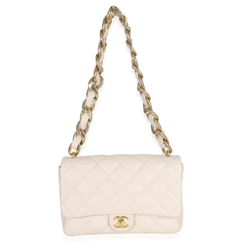 Chanel Beige Quilted Lambskin Large Funky Town Flap Bag Leather Handbag