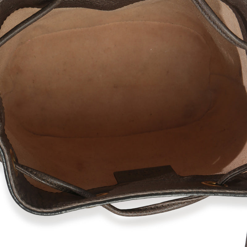 Gucci Beige Gg Supreme Canvas Ophidia Mini Bucket Bag Beige; Brown Coated Canvas; Leather Handbag