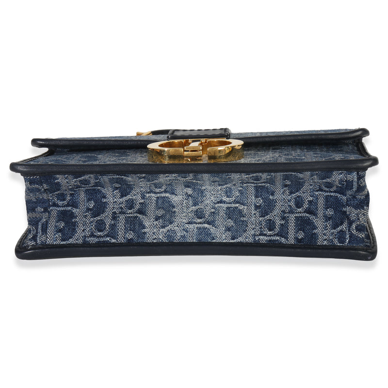 Christian Dior Blue Denim Oblique 30 Montaigne East West Chain Bag Handbag