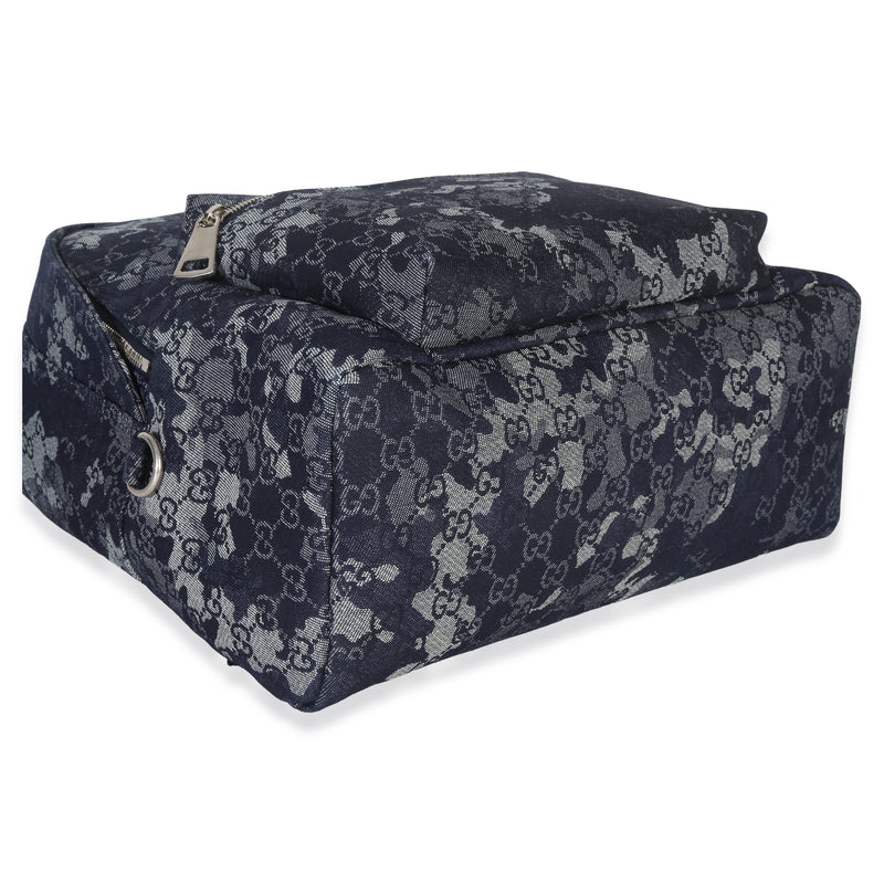 Gucci Navy Jacquard Denim Gg Monogram Backpack Blue Handbag