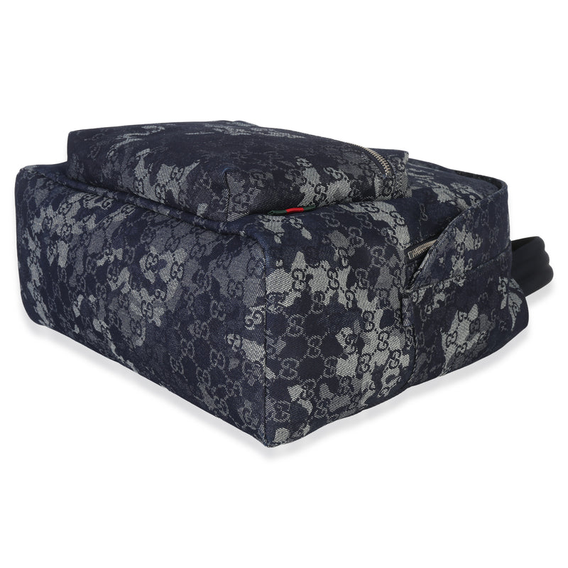 Gucci Navy Jacquard Denim Gg Monogram Backpack Blue Handbag