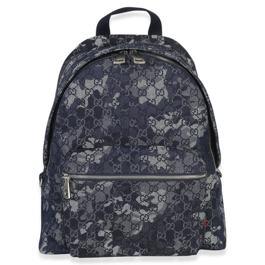 Gucci Navy Jacquard Denim Gg Monogram Backpack Blue Handbag