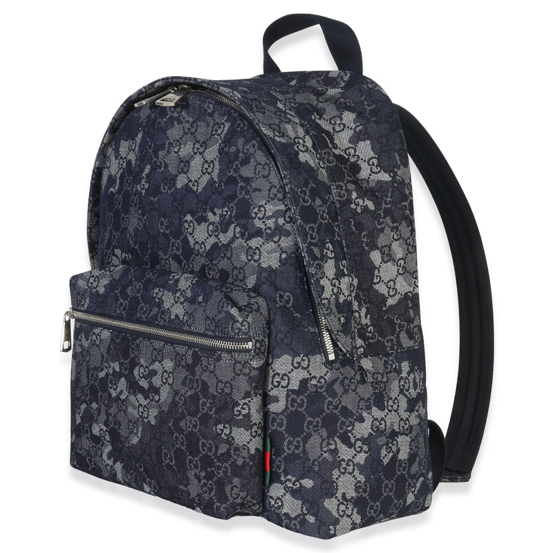 Gucci Navy Jacquard Denim Gg Monogram Backpack Blue Handbag