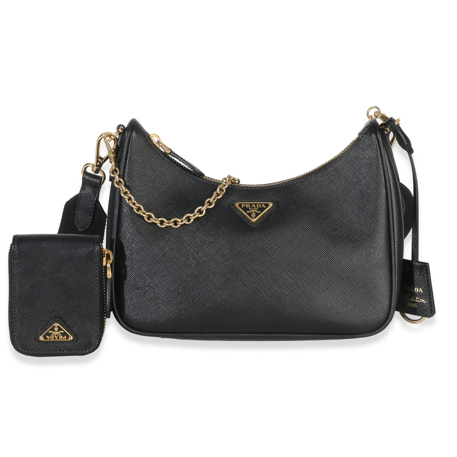 Prada Black Saffiano Lux Re-Edition 2005 Shoulder Bag Leather Handbag
