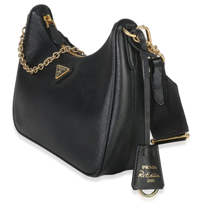 Prada Black Saffiano Lux Re-Edition 2005 Shoulder Bag Leather Handbag