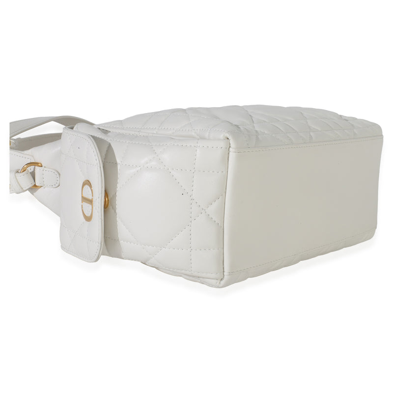 Christian Dior Latte Lambskin Macrocannage Medium D-Dream Bag White Leather Handbag