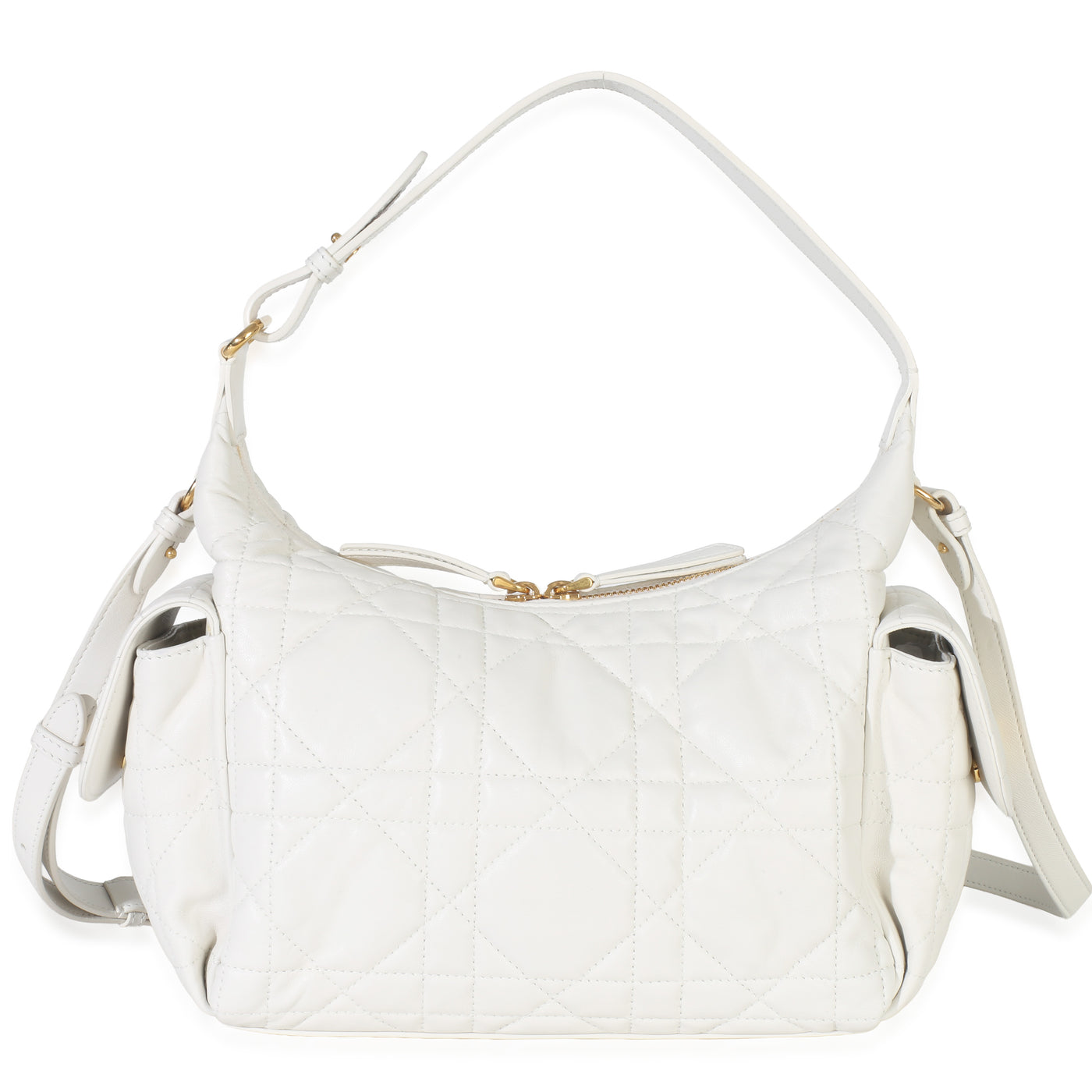 Christian Dior Latte Lambskin Macrocannage Medium D-Dream Bag White Leather Handbag