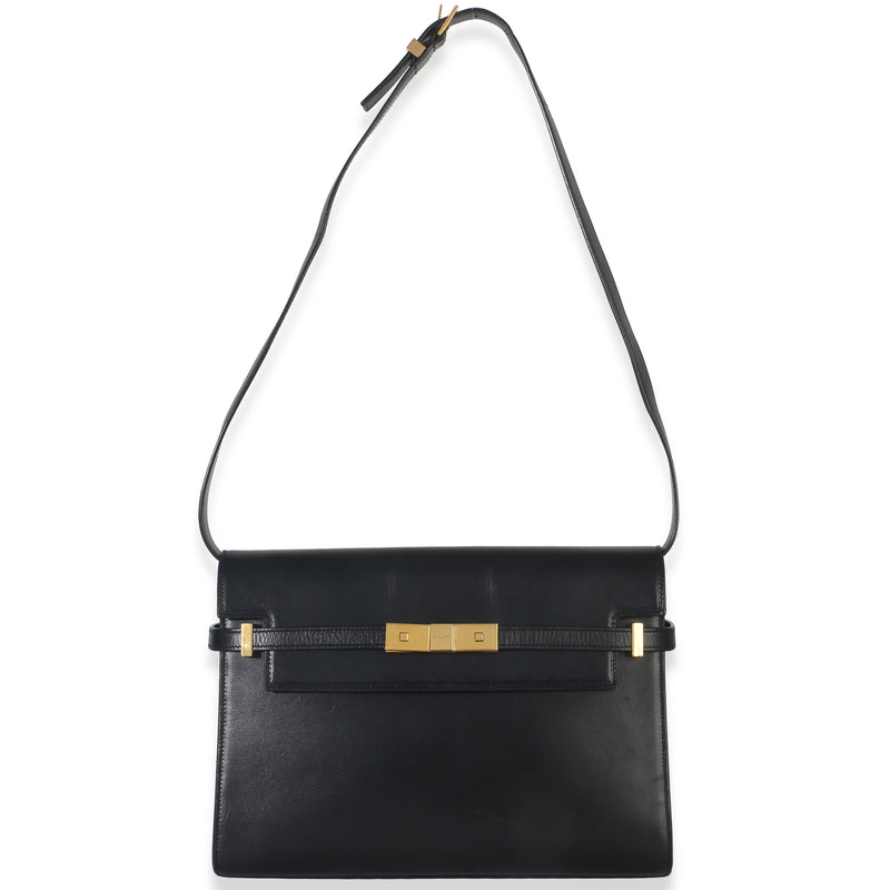 Saint Laurent Black Calfskin Medium Manhattan Shoulder Bag Leather Handbag