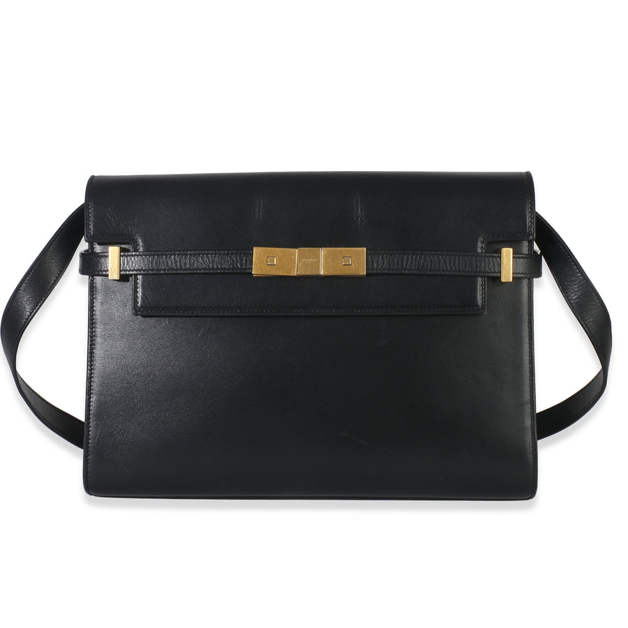 Saint Laurent Black Calfskin Medium Manhattan Shoulder Bag Leather Handbag