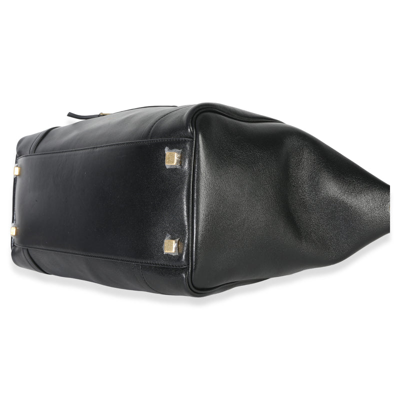 Celine Black Supple Shiny Lambskin Medium New Luggage Leather Handbag