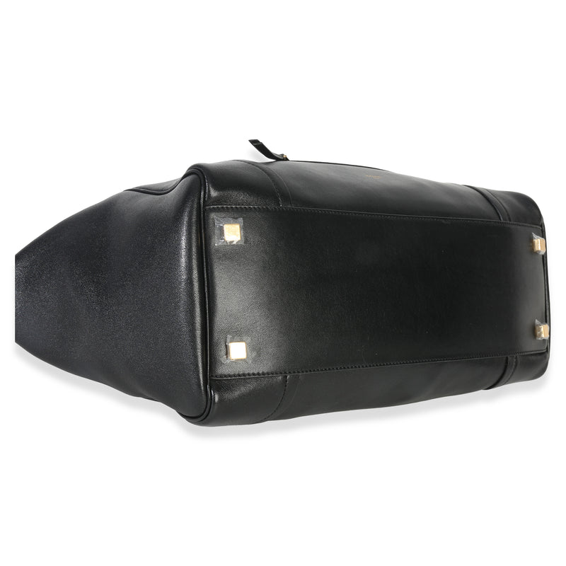 Celine Black Supple Shiny Lambskin Medium New Luggage Leather Handbag