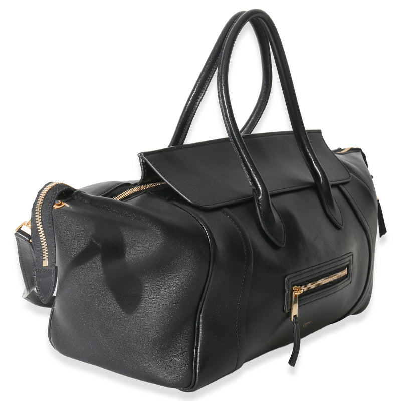 Celine Black Supple Shiny Lambskin Medium New Luggage Leather Handbag