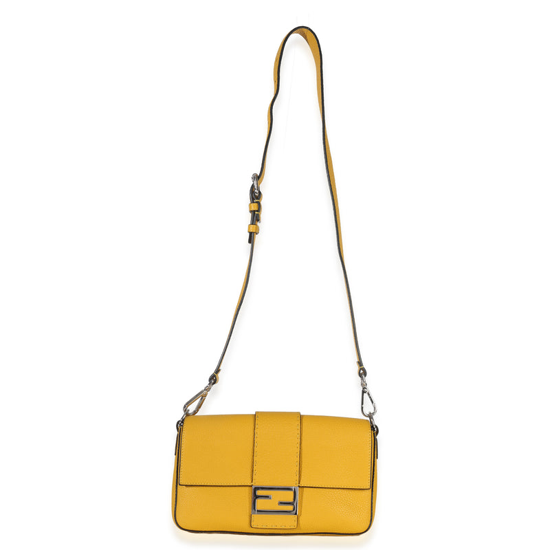 Fendi Yellow Cuoio Romano Selleria Belt Baguette Bag Leather Handbag