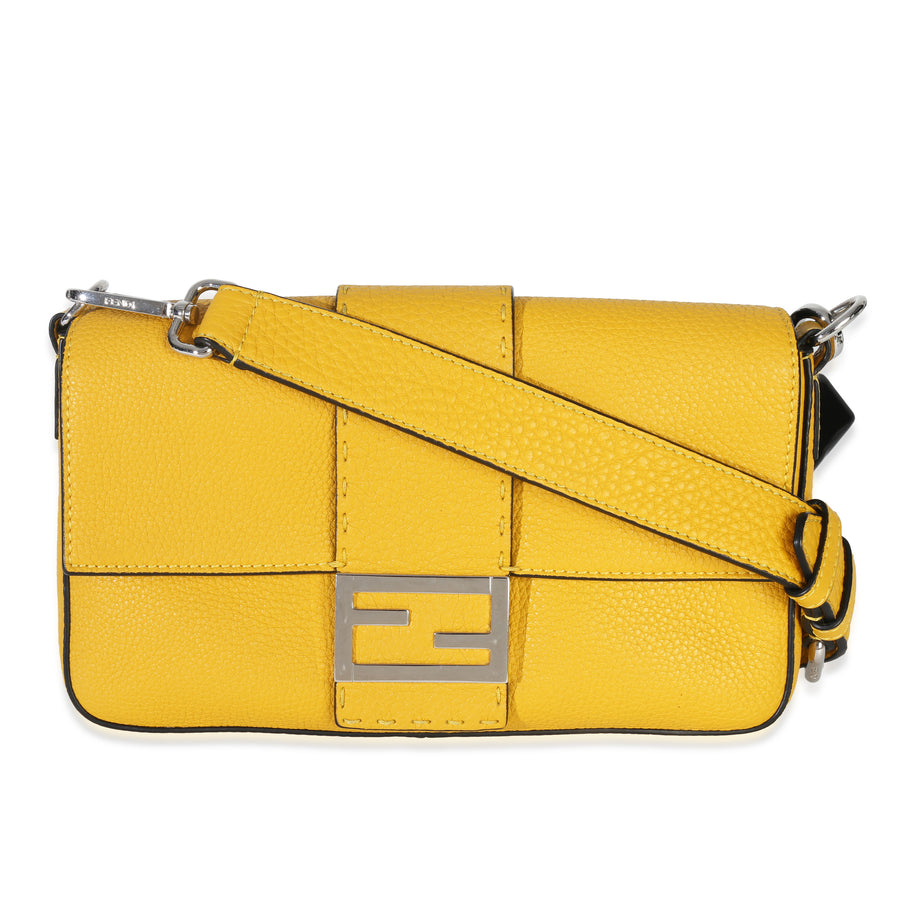 Fendi Yellow Cuoio Romano Selleria Belt Baguette Bag Leather Handbag
