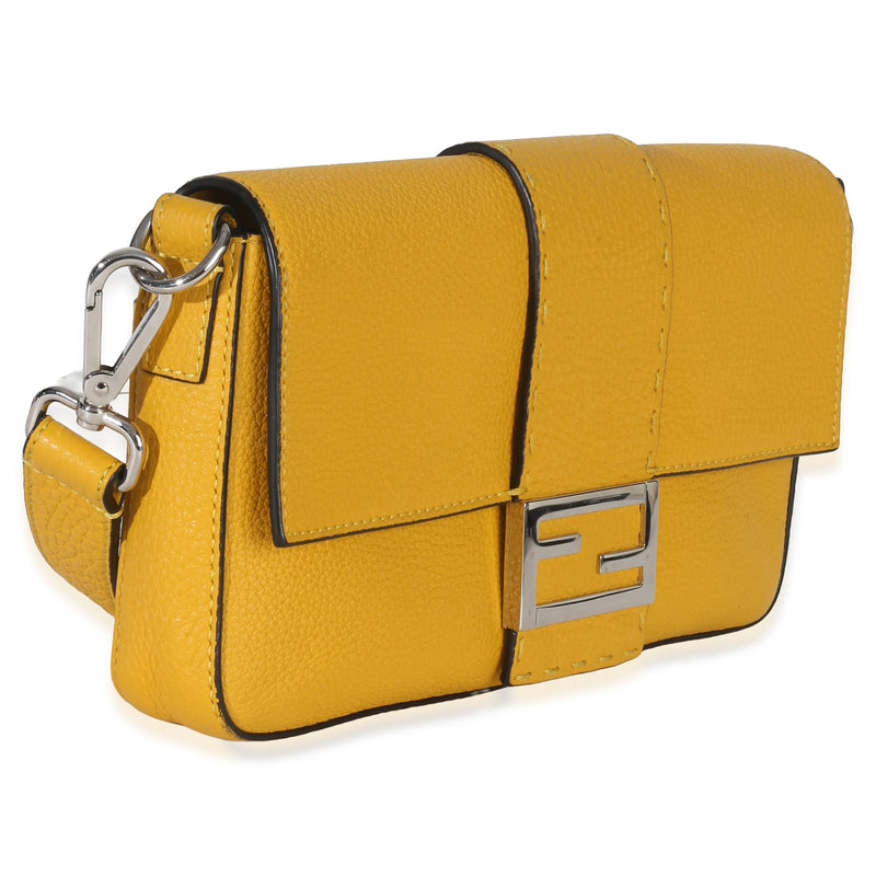Fendi Yellow Cuoio Romano Selleria Belt Baguette Bag Leather Handbag