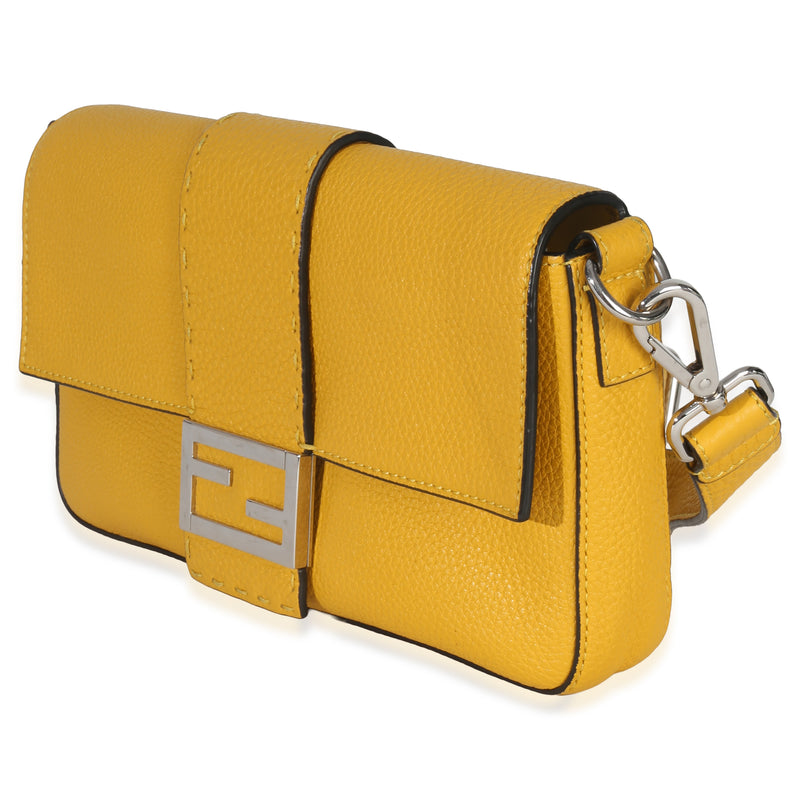 Fendi Yellow Cuoio Romano Selleria Belt Baguette Bag Leather Handbag