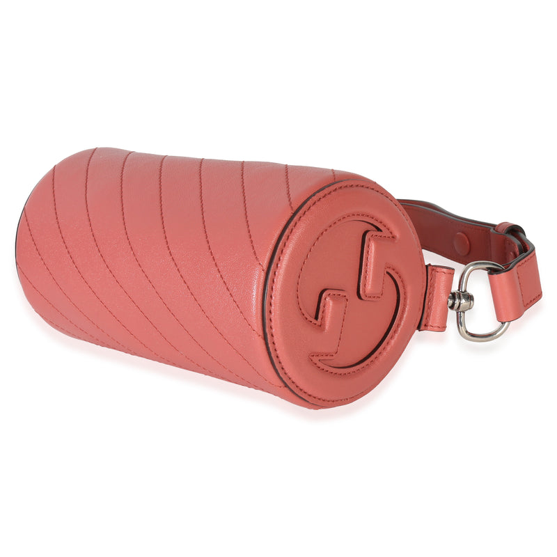 Gucci Pink Diagonal Quilted Calfskin Mini Blondie Barrel Bag Leather Handbag