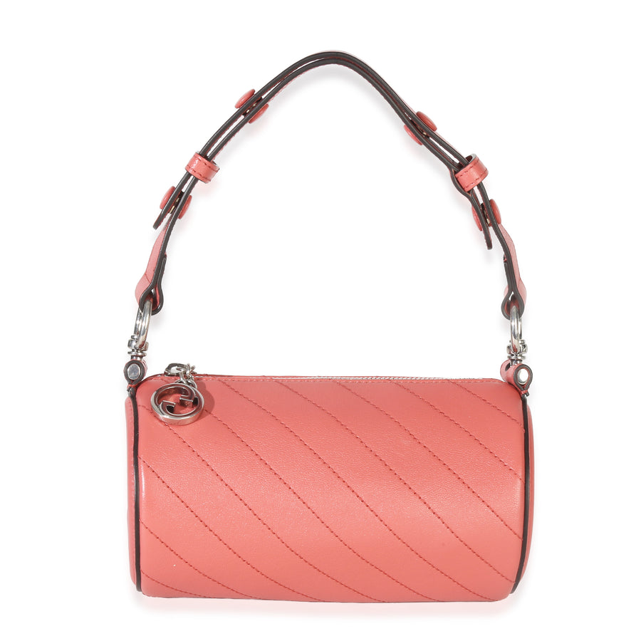 Gucci Pink Diagonal Quilted Calfskin Mini Blondie Barrel Bag Leather Handbag