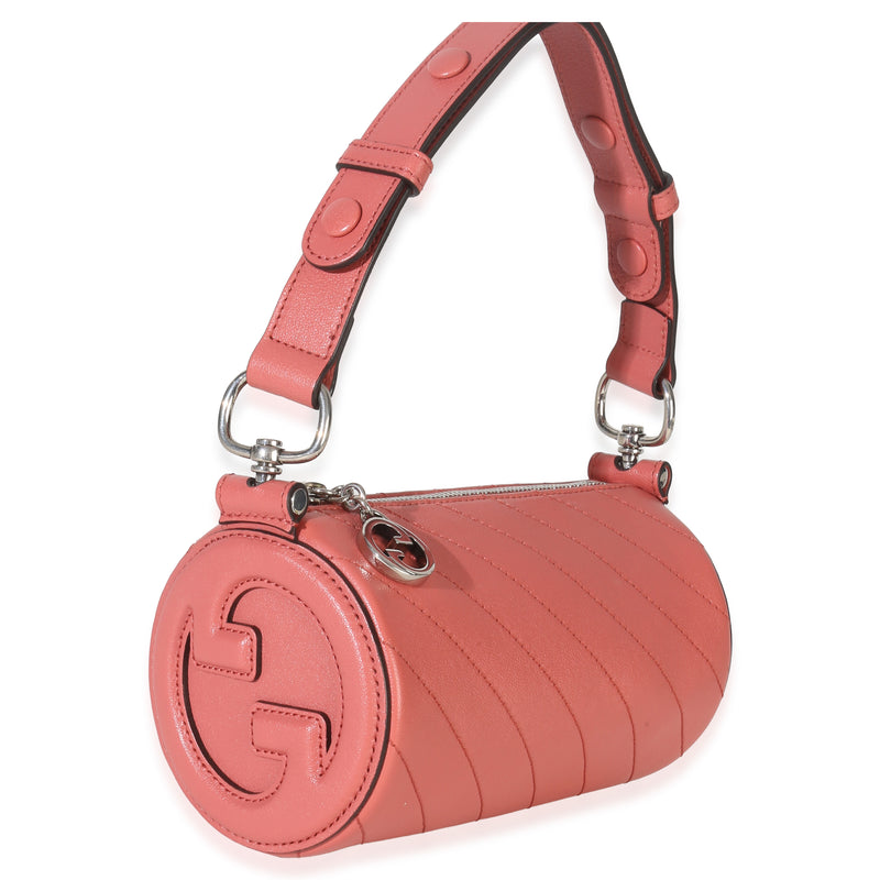 Gucci Pink Diagonal Quilted Calfskin Mini Blondie Barrel Bag Leather Handbag