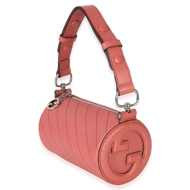 Gucci Pink Diagonal Quilted Calfskin Mini Blondie Barrel Bag Leather Handbag