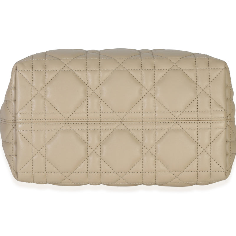 Christian Dior Rope Beige Black Calfskin Macrocannage Small Toujours Beige; Leather Handbag