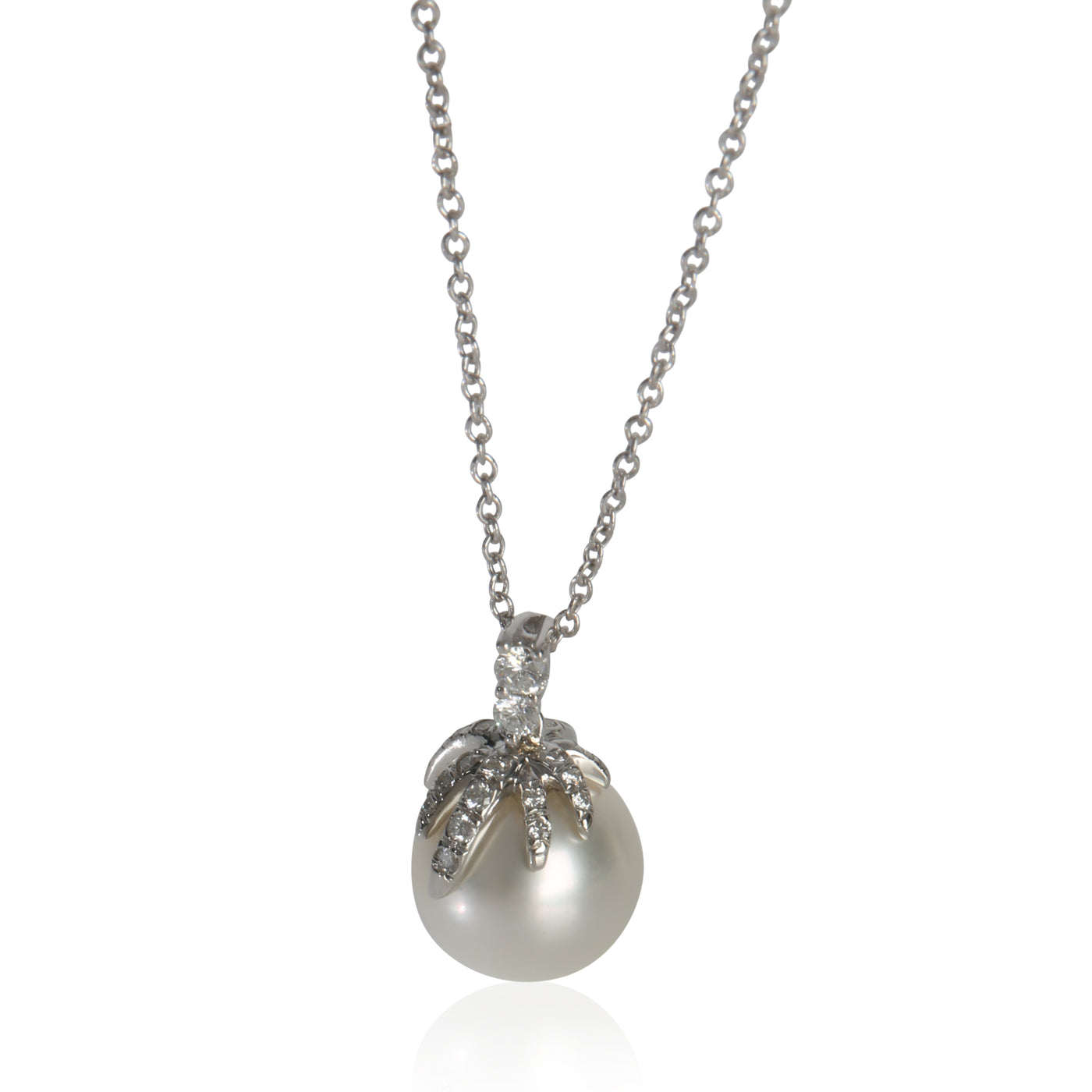Tiffany & Co. Platinum Pearl And Diamond Fireworks Pendant 950