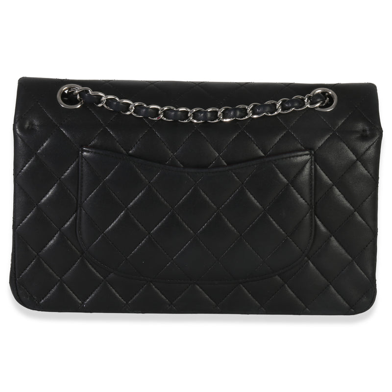 Chanel Black Quilted Lambskin Medium Classic Double Flap Bag Leather Handbag