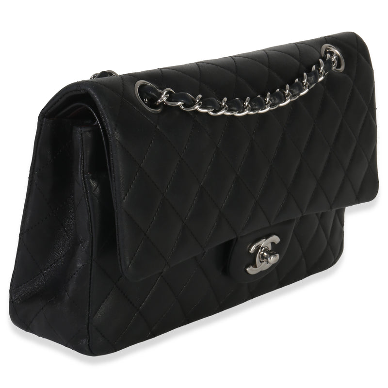 Chanel Black Quilted Lambskin Medium Classic Double Flap Bag Leather Handbag