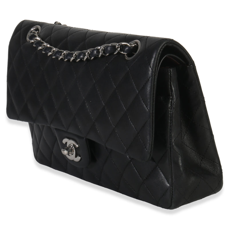 Chanel Black Quilted Lambskin Medium Classic Double Flap Bag Leather Handbag