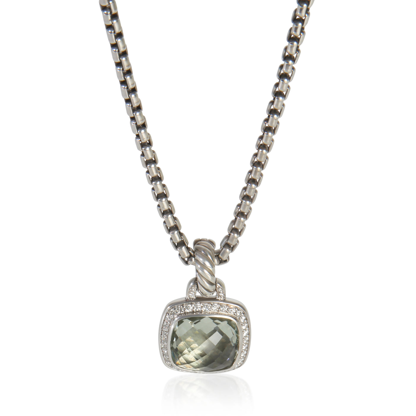 David Yurman Sterling Silver Prasiolite And Diamond Albion Pendant 925