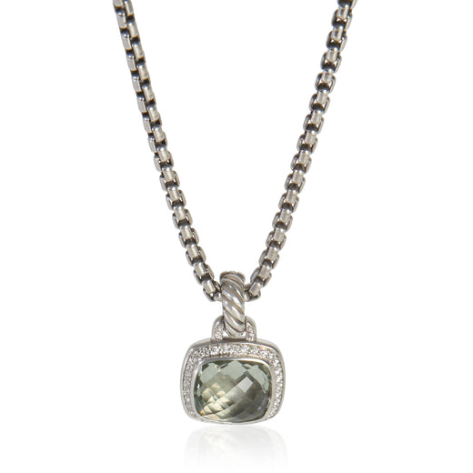 David Yurman Sterling Silver Prasiolite And Diamond Albion Pendant 925