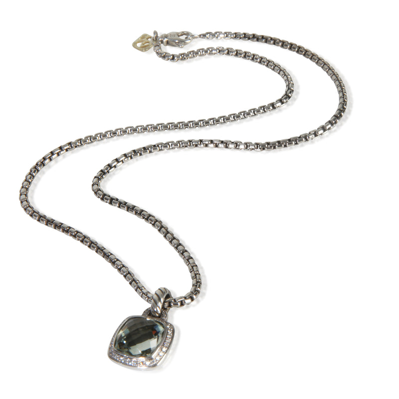 David Yurman Sterling Silver Prasiolite And Diamond Albion Pendant 925