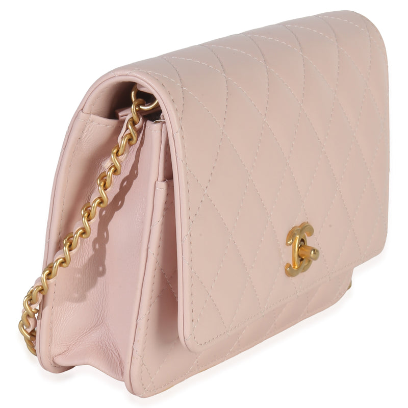 Chanel Pink Quilted Lambskin Cc Pearl Crush Wallet On Chain Leather Handbag