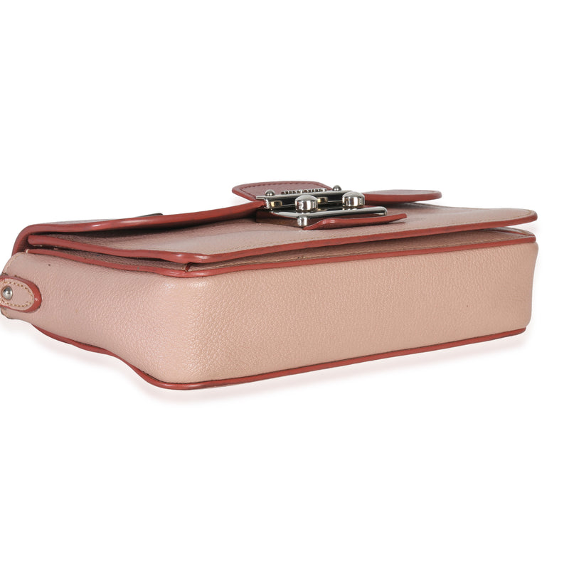 Miu Pink Bicolore Goatskin Madras Chain Shoulder Bag Leather Handbag