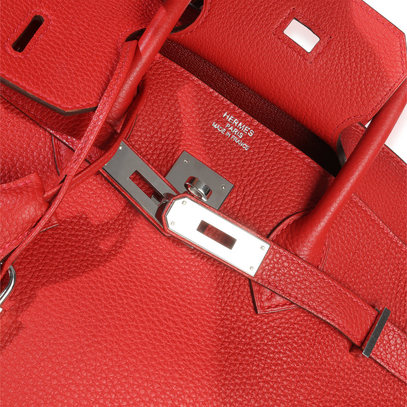 Hermès Rouge Casaque Togo Birkin 35 Phw Red Leather Handbag
