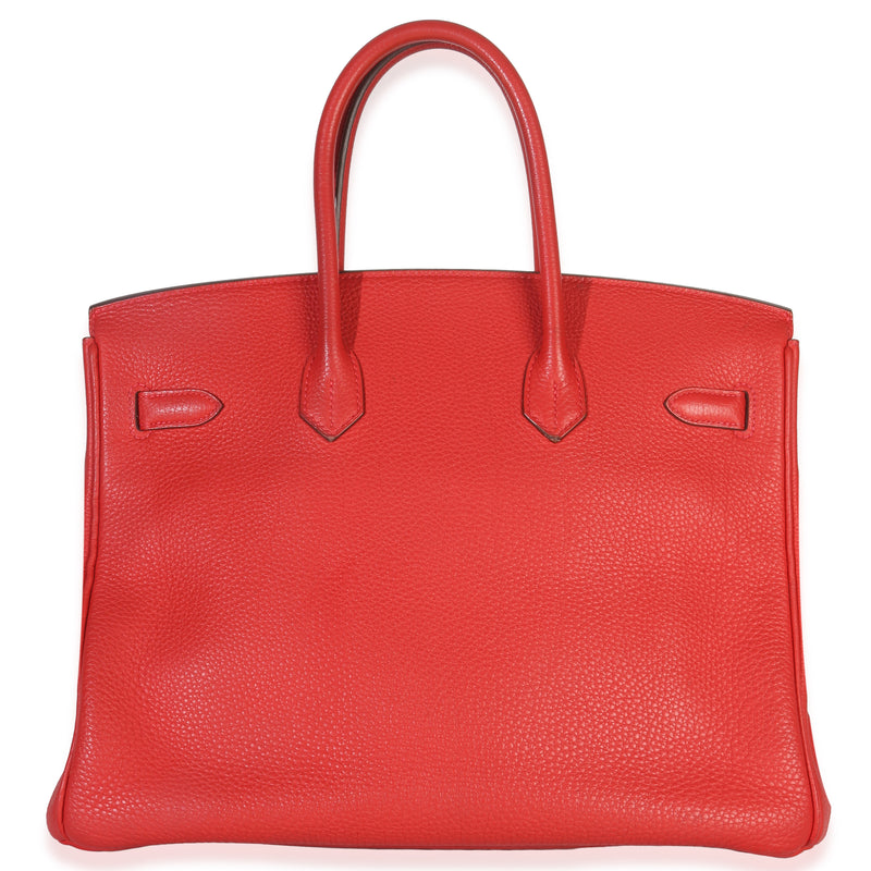 Hermès Rouge Casaque Togo Birkin 35 Phw Red Leather Handbag