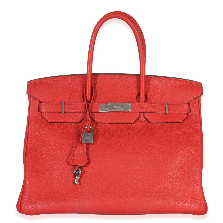 Hermès Rouge Casaque Togo Birkin 35 Phw Red Leather Handbag