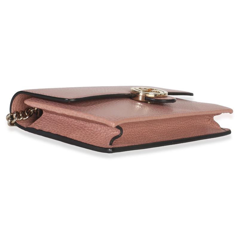 Gucci Pink Dollar Calfskin Interlocking G Wallet On Chain Leather Handbag